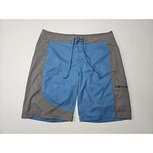 REI Hiking Board Surfing Swim Shorts Zip Pocket Blue Grey Men's Size XL